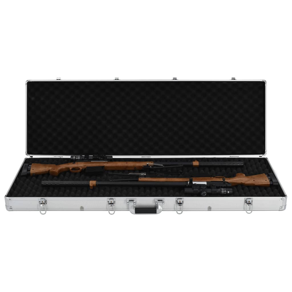 vidaXL Gun Case Aluminum Mature Storage Weapon Pistol Case Box Black/Silver-4