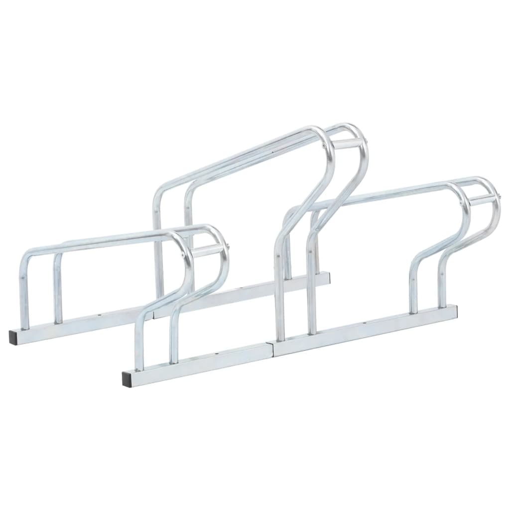 vidaXL Bicycle Stand for 3 Bikes Floor Freestanding Galvanized Steel-3