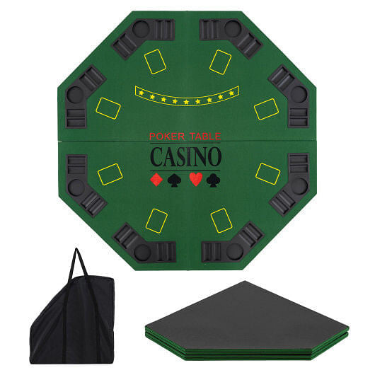8-Player Foldable Poker Table Top with Carrying Bag-Blue-7